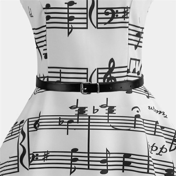 Vintage Style Music Print Dress - Picture 5 of 6
